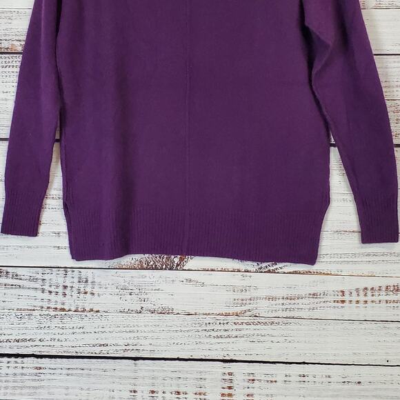AMBER SUN Cashmere Sweater Purple Scoop Neck Soft Cozy Pullover Oversized Small - Picture 7 of 12
